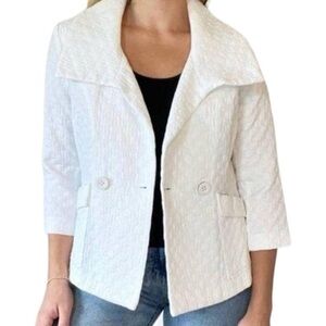 Cabi White Textured Button Club Blazer Jacket Pockets Collar Women's Size Small